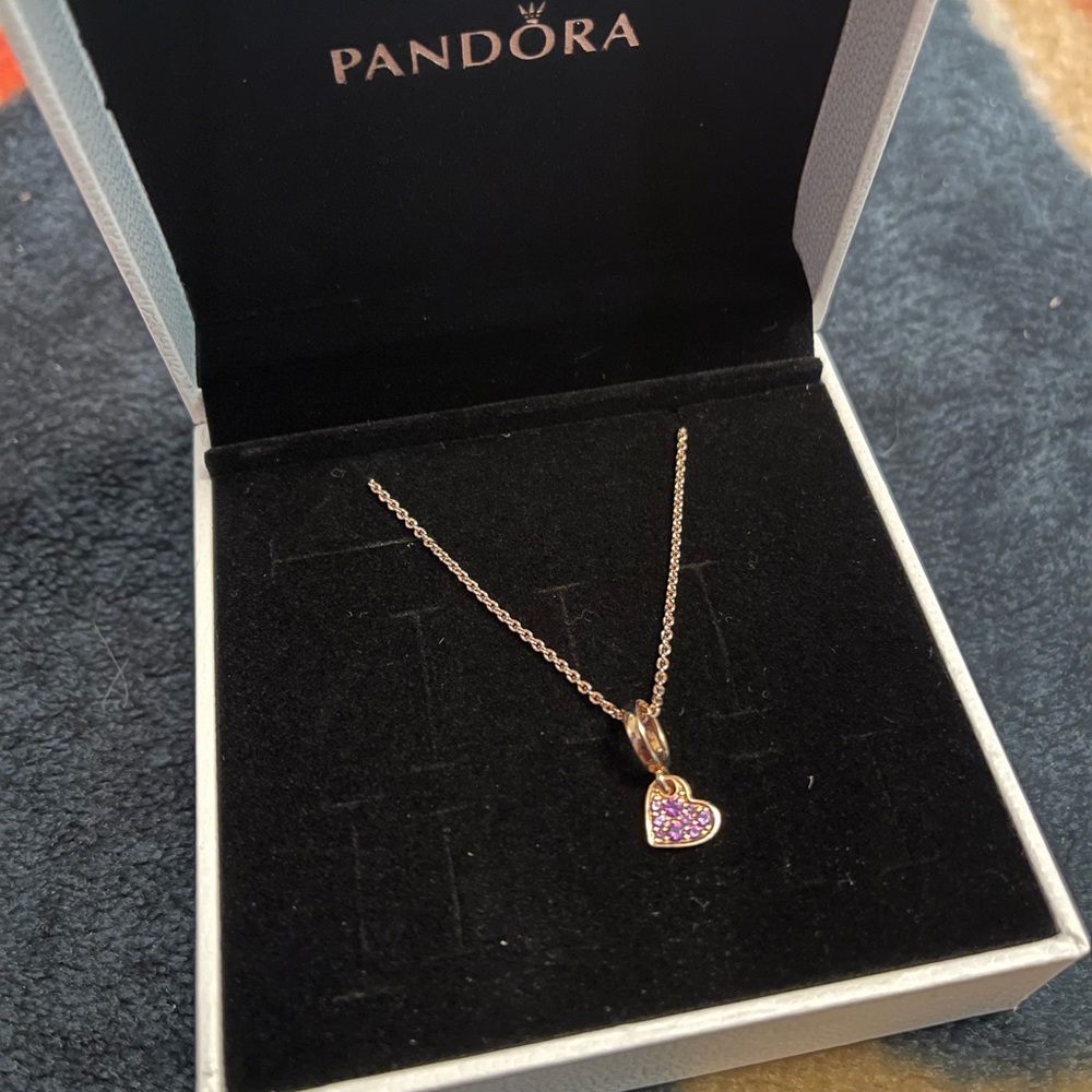 Brand New PANDORA heart necklace rose gold